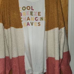 Fall T Shirt and Cardigan